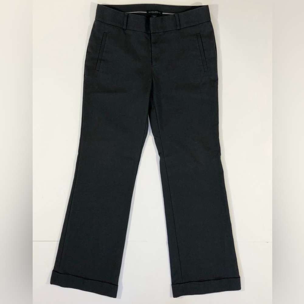 Banana Republic Martin Gray Flare Wide Leg Stretch Cuffed Trousers Pants 4 Long